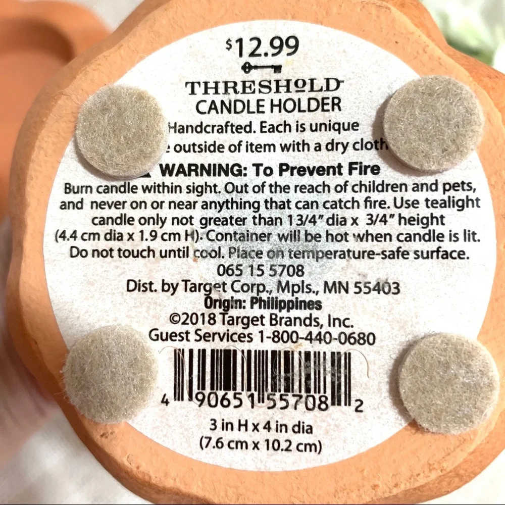 Threshold Orange Pumpkin Candle Holder 3Pc Set NWT
